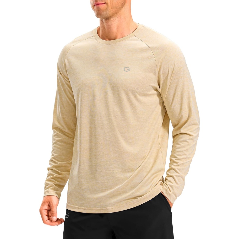 image:imageG Gradual Mens Athletic Running Shirts Long Sleeve Dry Fit Workout TShirtWheat Khaki Heather