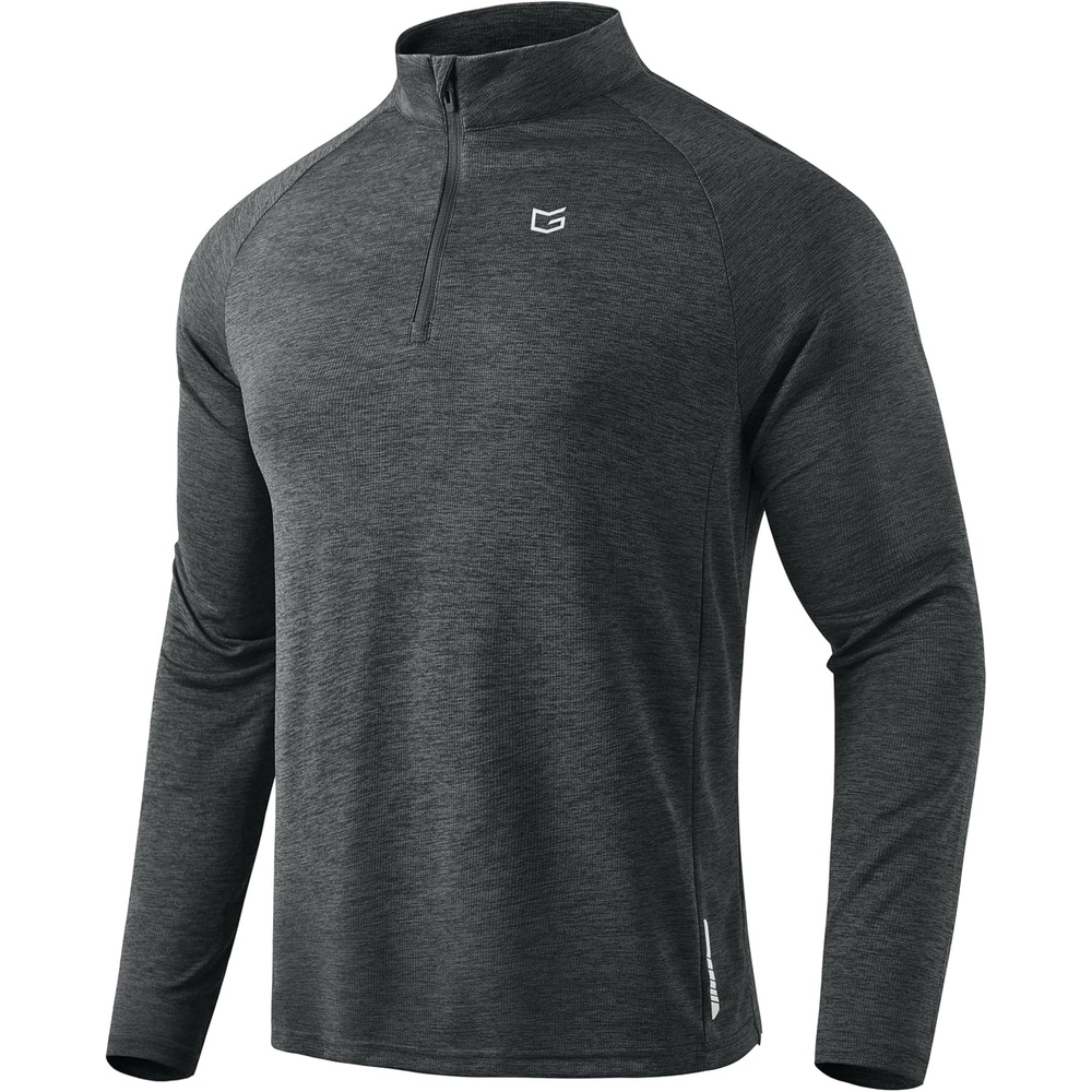 image:imageG Gradual Mens Quarter Zip Pullover Running Athletic Shirts Long SleeveGrey Heather