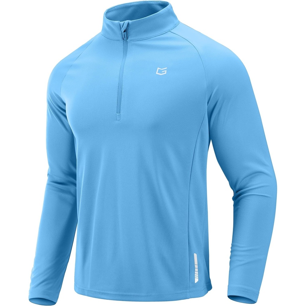 image:imageG Gradual Mens Quarter Zip Pullover Running Athletic Shirts Long SleeveLight Blue