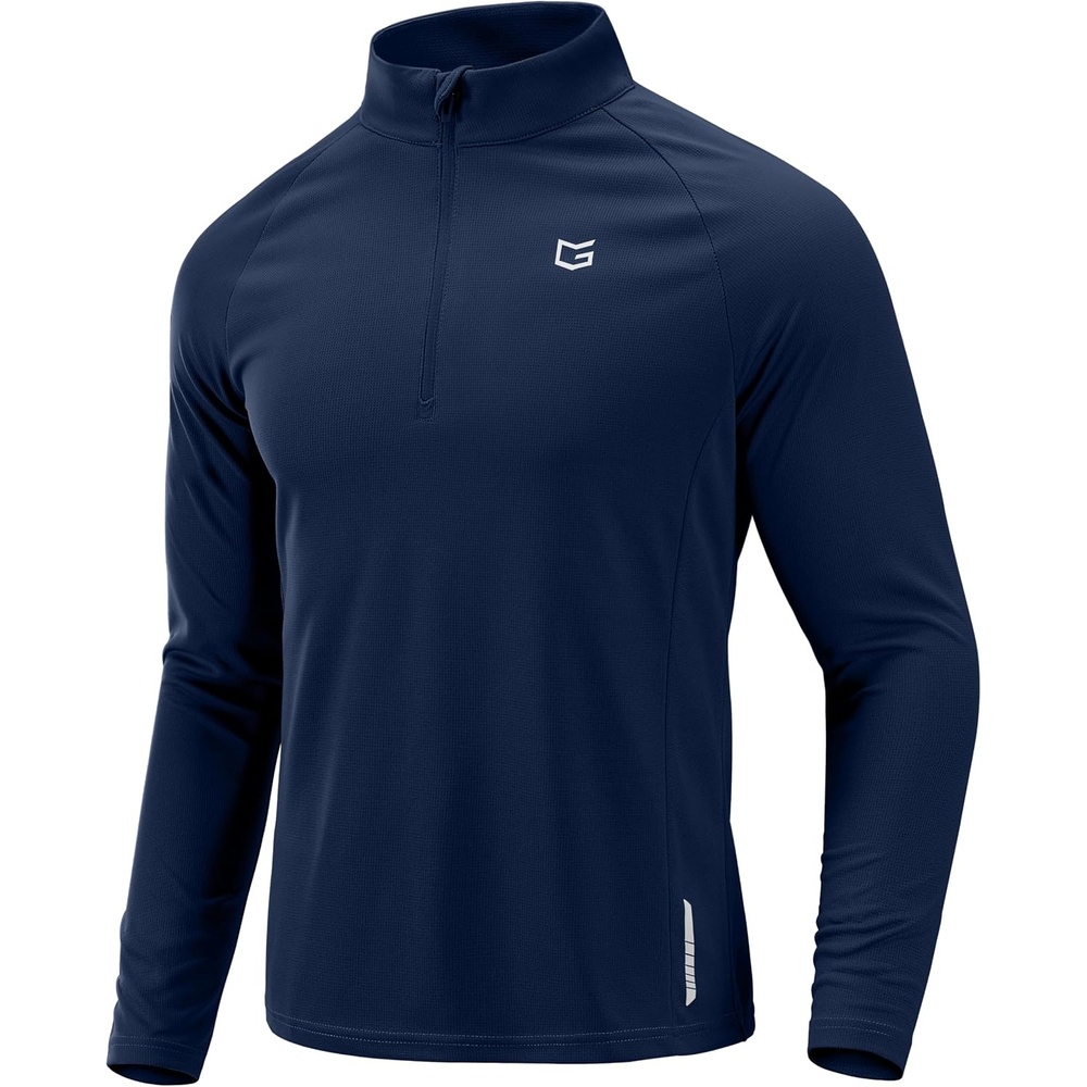 image:imageG Gradual Mens Quarter Zip Pullover Running Athletic Shirts Long SleeveNavy