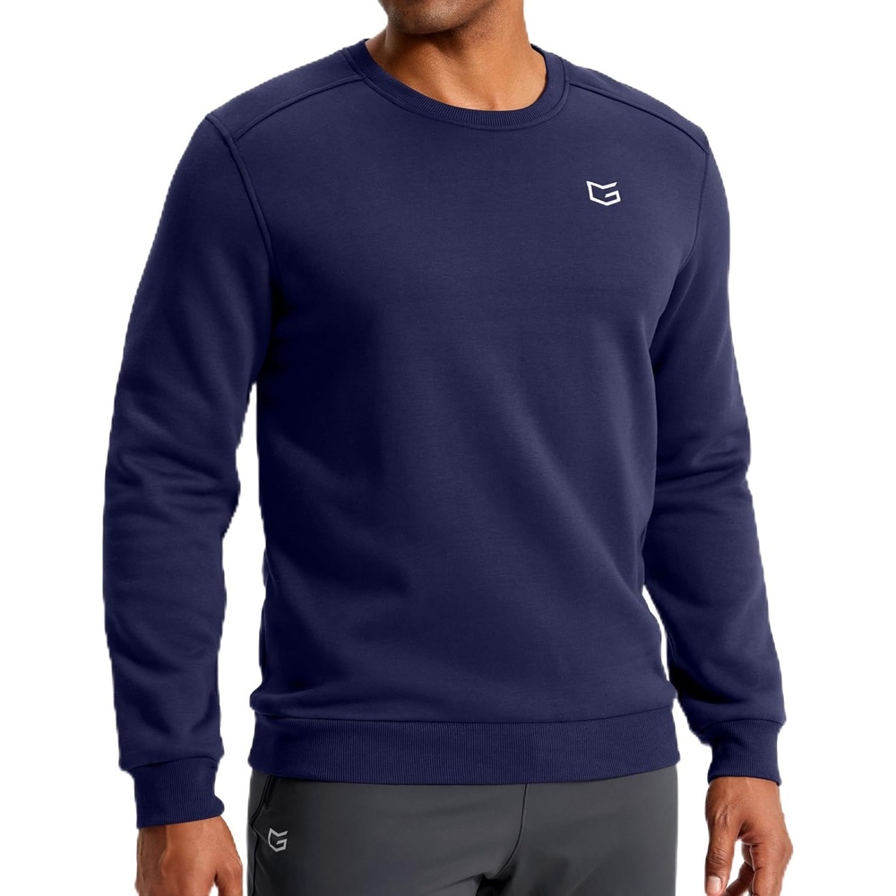 image:imageMens Fleece Lined Crewneck Sweatshirt Athletic Midweight Regular FitDeep Blue