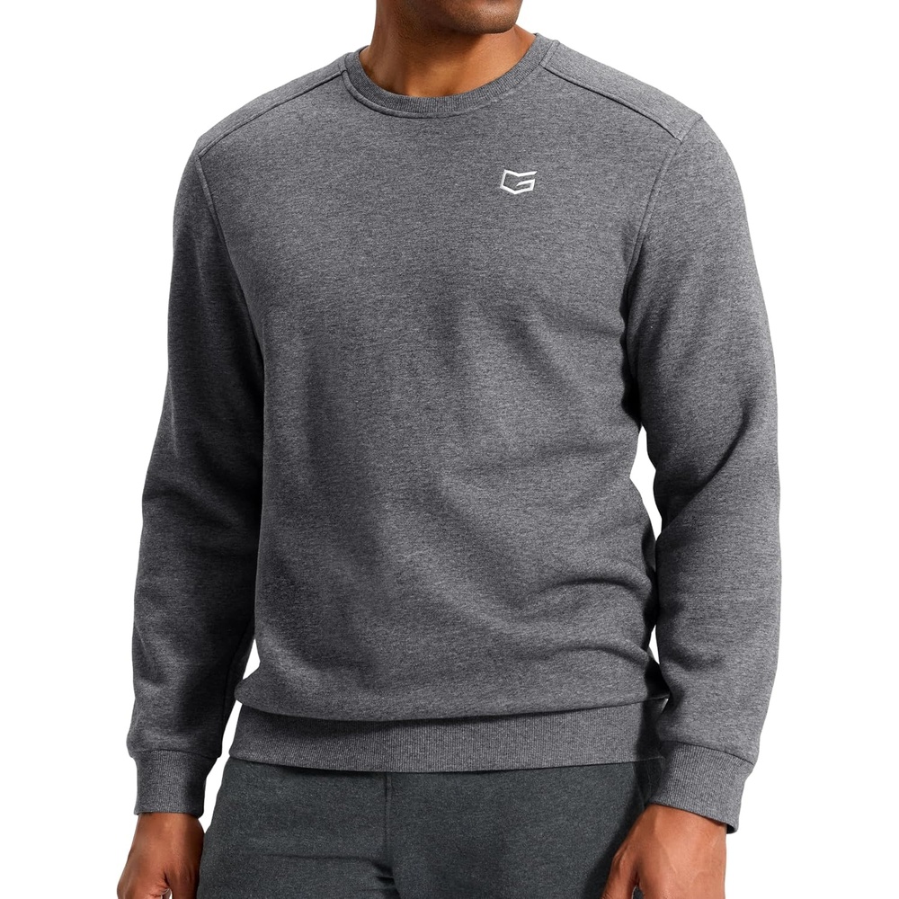 image:imageMens Fleece Lined Crewneck Sweatshirt Athletic Midweight Regular FitGrey