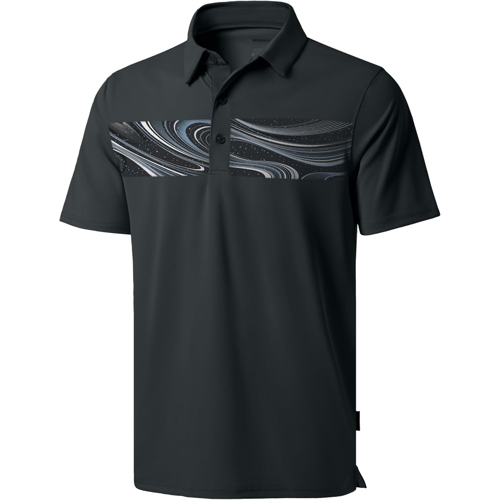 image:imageMens Golf Polo Shirts Dry Fit Moisture Wicking Performance Short SleeveBlack Galaxy