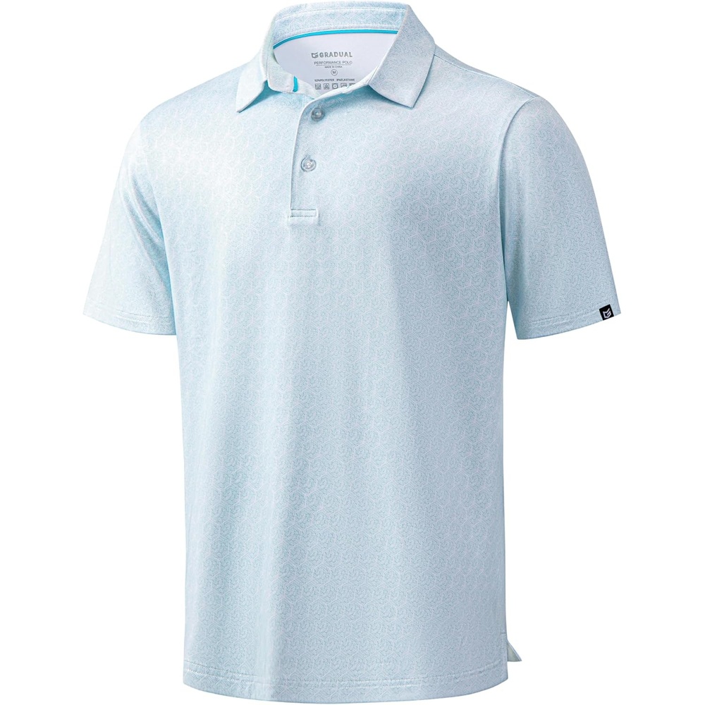 image:imageMens Golf Shirts Dry Fit Micro Print Short Sleeve PoloBlue Hexagon