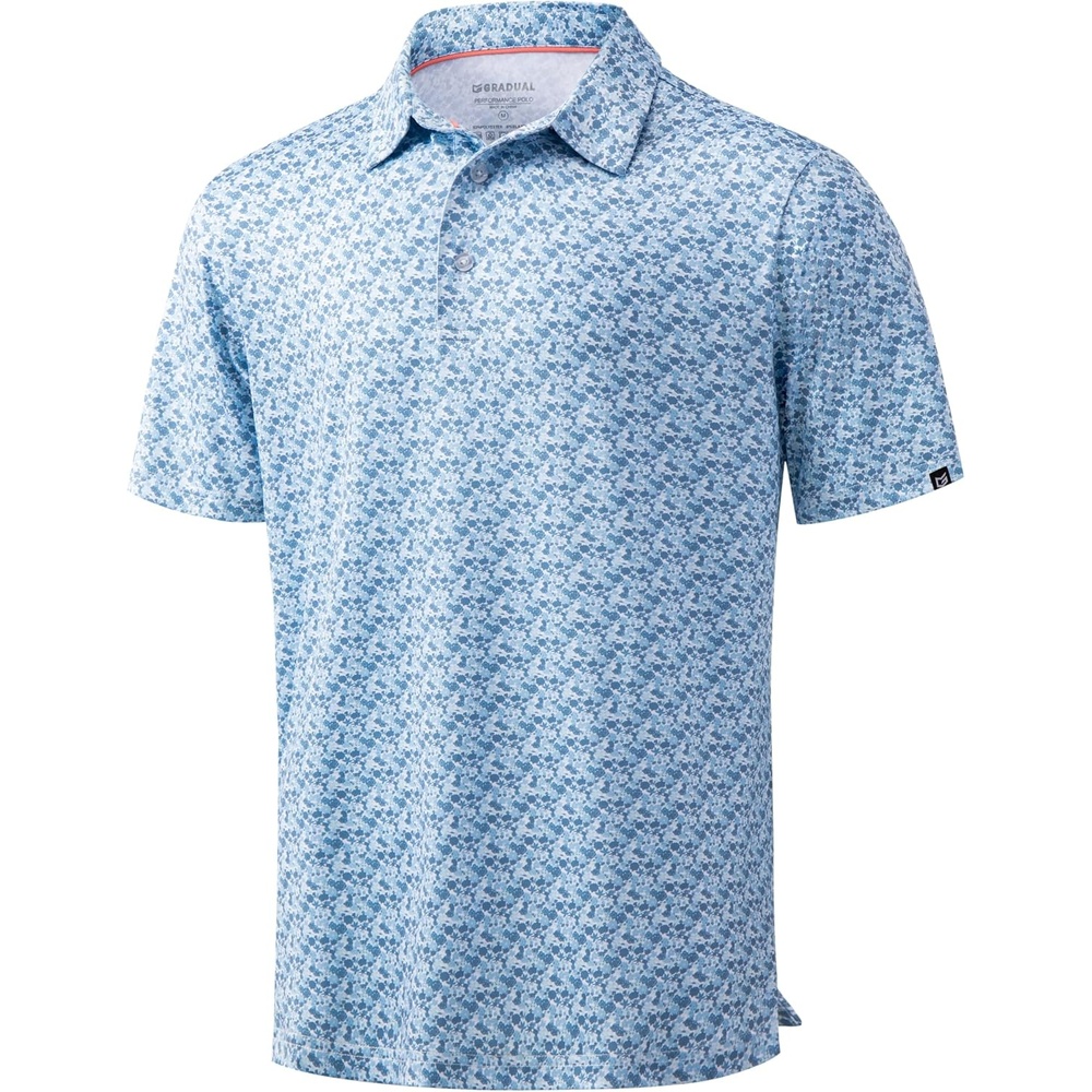 image:imageMens Golf Shirts Dry Fit Micro Print Short Sleeve PoloFloral