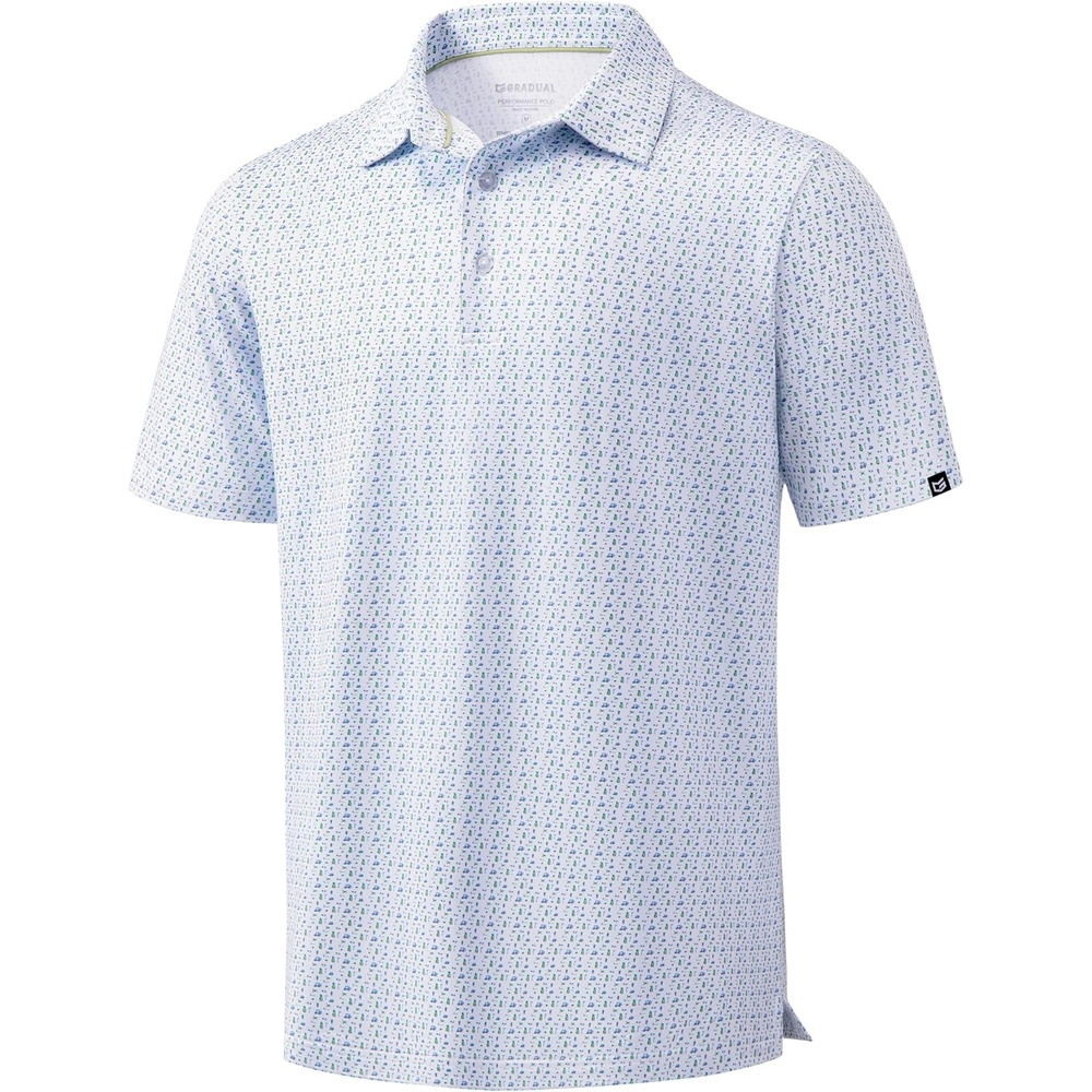 image:imageMens Golf Shirts Dry Fit Micro Print Short Sleeve PoloGolf Pattern