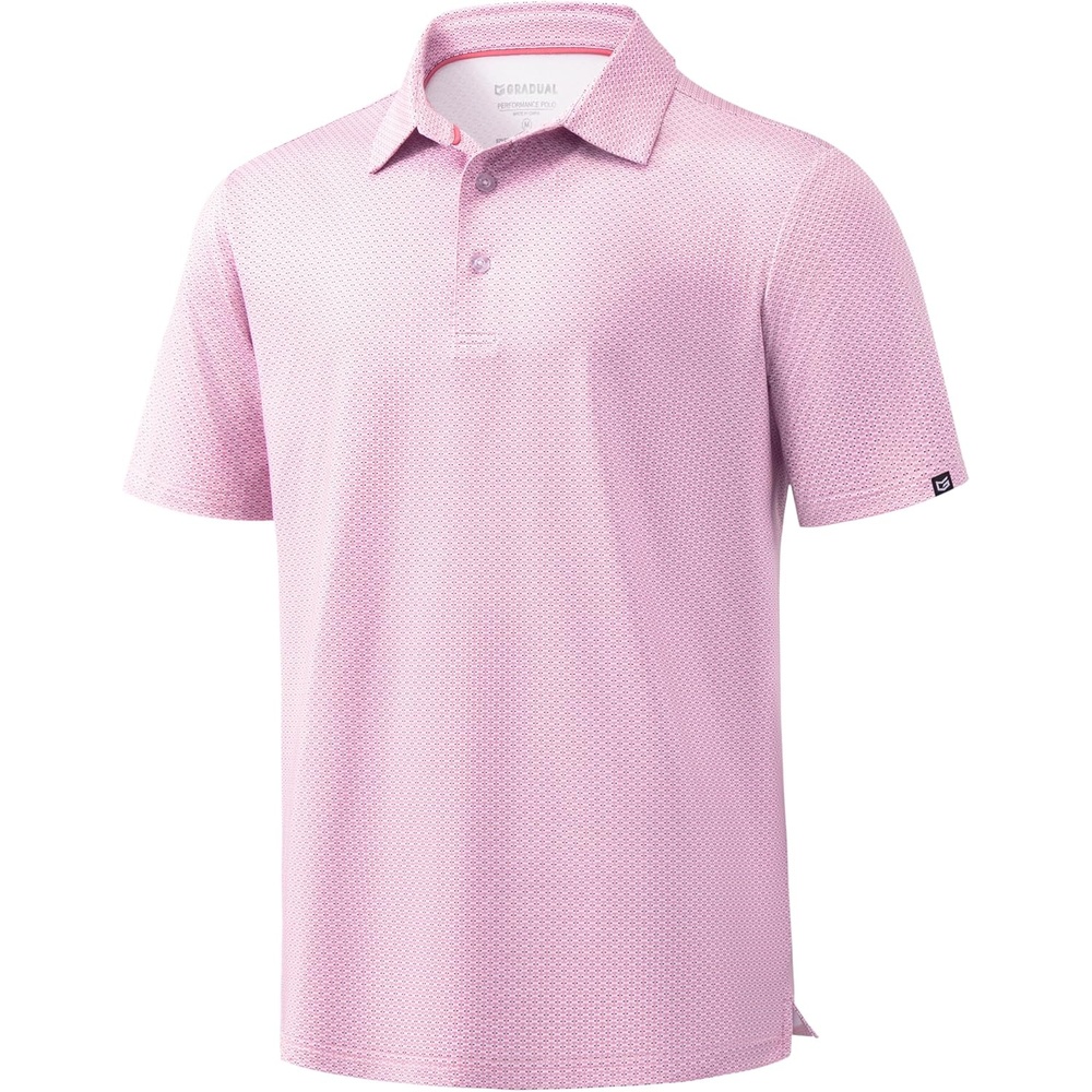 image:imageMens Golf Shirts Dry Fit Micro Print Short Sleeve PoloMini Dumbbell 2
