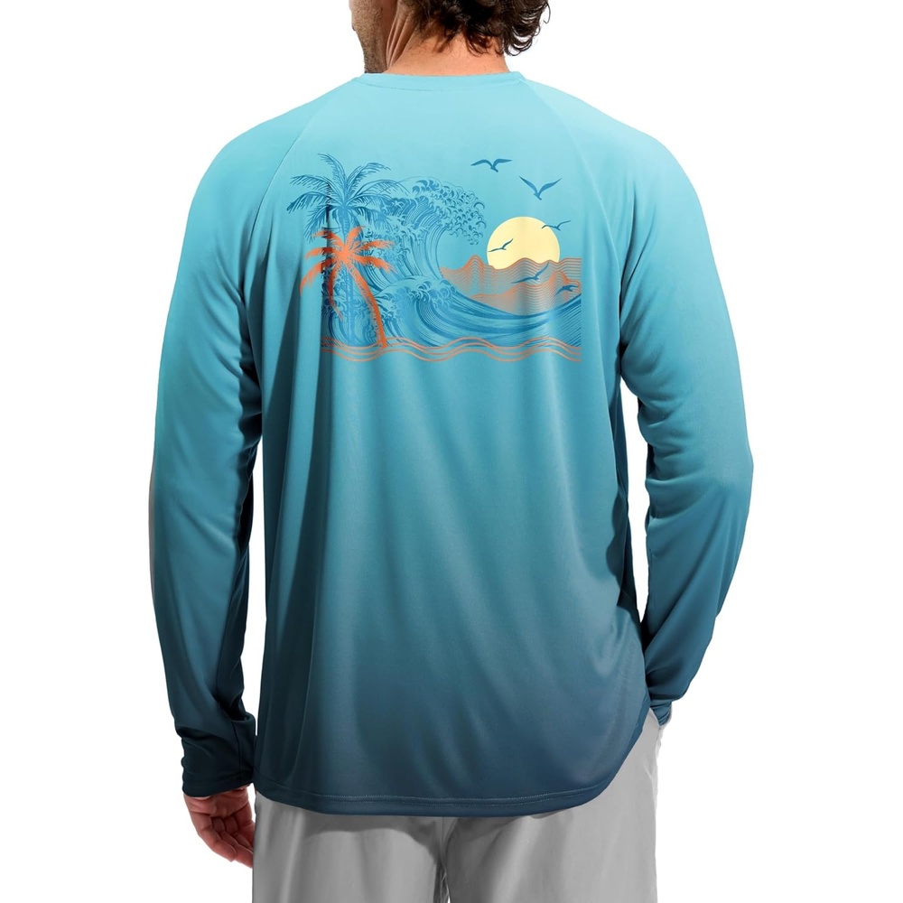 image:imageMens Sun Protection Shirts UPF 50 Rash Guard Swim for MenGreen Coconut Tree