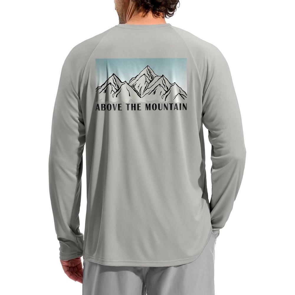 image:imageMens Sun Protection Shirts UPF 50 Rash Guard Swim for MenGrey Gradient Mountai