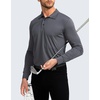 G Gradual Men’s Golf Polo Shirts Long Sleeve Sun Protection Shirts UPF 50+(Dark Grey)