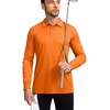 G Gradual Men’s Golf Polo Shirts Long Sleeve Sun Protection Shirts UPF 50+(Orange)