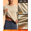Men’s Fleece Lined Crewneck Sweatshirt Athletic Midweight Regular Fit(Khaki)