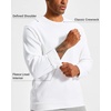 Men’s Fleece Lined Crewneck Sweatshirt Athletic Midweight Regular Fit(White)