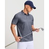 Men’s Golf Shirts Dry Fit Micro Print Short Sleeve Polo(Deep Grey Texture)