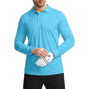 G Gradual Men’s Golf Polo Shirts Long Sleeve Sun Protection Shirts UPF 50+(Blue)