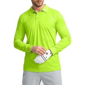G Gradual Men’s Golf Polo Shirts Long Sleeve Sun Protection Shirts UPF 50+(Fluorescent Green)