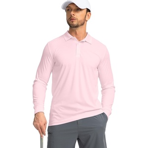 G Gradual Men’s Golf Polo Shirts Long Sleeve Sun Protection Shirts UPF 50+(Pink)