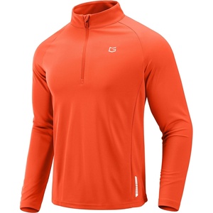 G Gradual Men’s Quarter Zip Pullover Running Athletic Shirts Long Sleeve(Orange)