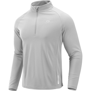 G Gradual Men’s Quarter Zip Pullover Running Athletic Shirts Long Sleeve(Silver)