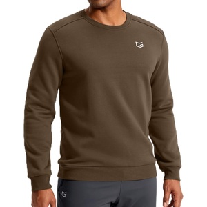 Men’s Fleece Lined Crewneck Sweatshirt Athletic Midweight Regular Fit(Apricot Brown)