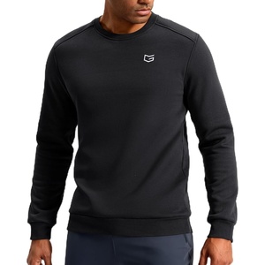 Men’s Fleece Lined Crewneck Sweatshirt Athletic Midweight Regular Fit(Black)