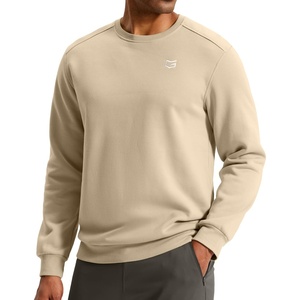 Men’s Fleece Lined Crewneck Sweatshirt Athletic Midweight Regular Fit(Khaki)