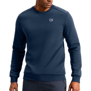 Men’s Fleece Lined Crewneck Sweatshirt Athletic Midweight Regular Fit(Navy)