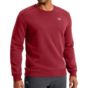 Men’s Fleece Lined Crewneck Sweatshirt Athletic Midweight Regular Fit(Red)