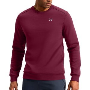 Men’s Fleece Lined Crewneck Sweatshirt Athletic Midweight Regular Fit(Red Berry)