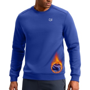 Men’s Fleece Lined Crewneck Sweatshirt Athletic Midweight Regular Fit(Royal Blue)
