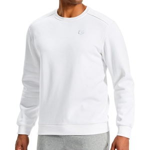 Men’s Fleece Lined Crewneck Sweatshirt Athletic Midweight Regular Fit(White)