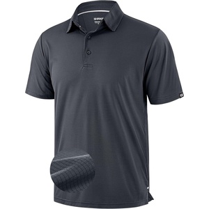 Mens Golf Shirt Grid Lightweight Short Sleeve Dry Fit Collared Polo Shirts(Iron Grey)