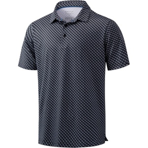 Men’s Golf Shirts Dry Fit Micro Print Short Sleeve Polo(Mini Rocket)