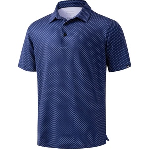 Men’s Golf Shirts Dry Fit Micro Print Short Sleeve Polo(Navy Rocket)