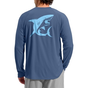 Men’s Sun Protection Shirts UPF 50+ Rash Guard Swim for Men(Grey Blue Shark)