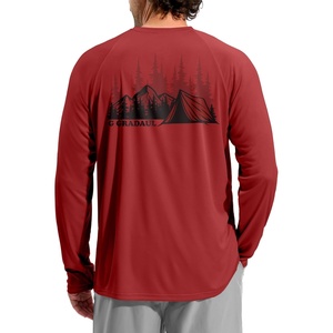 Men’s Sun Protection Shirts UPF 50+ Rash Guard Swim for Men(Red Black Tent)