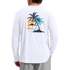 Men’s Sun Protection Shirts UPF 50+ Rash Guard Swim for Men(White Coconut Tree)