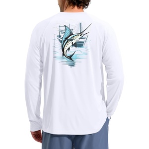 Men’s Sun Protection Shirts UPF 50+ Rash Guard Swim for Men(White Marlin)