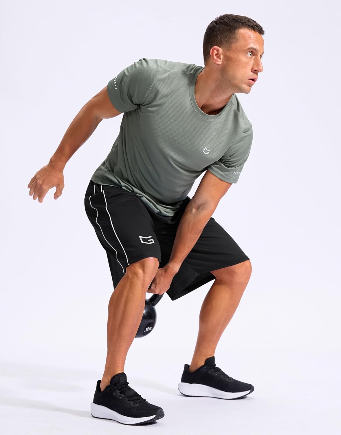 image:imageG Gradual Mens 12 Long Basketball Shorts with PocketsBlackWhite