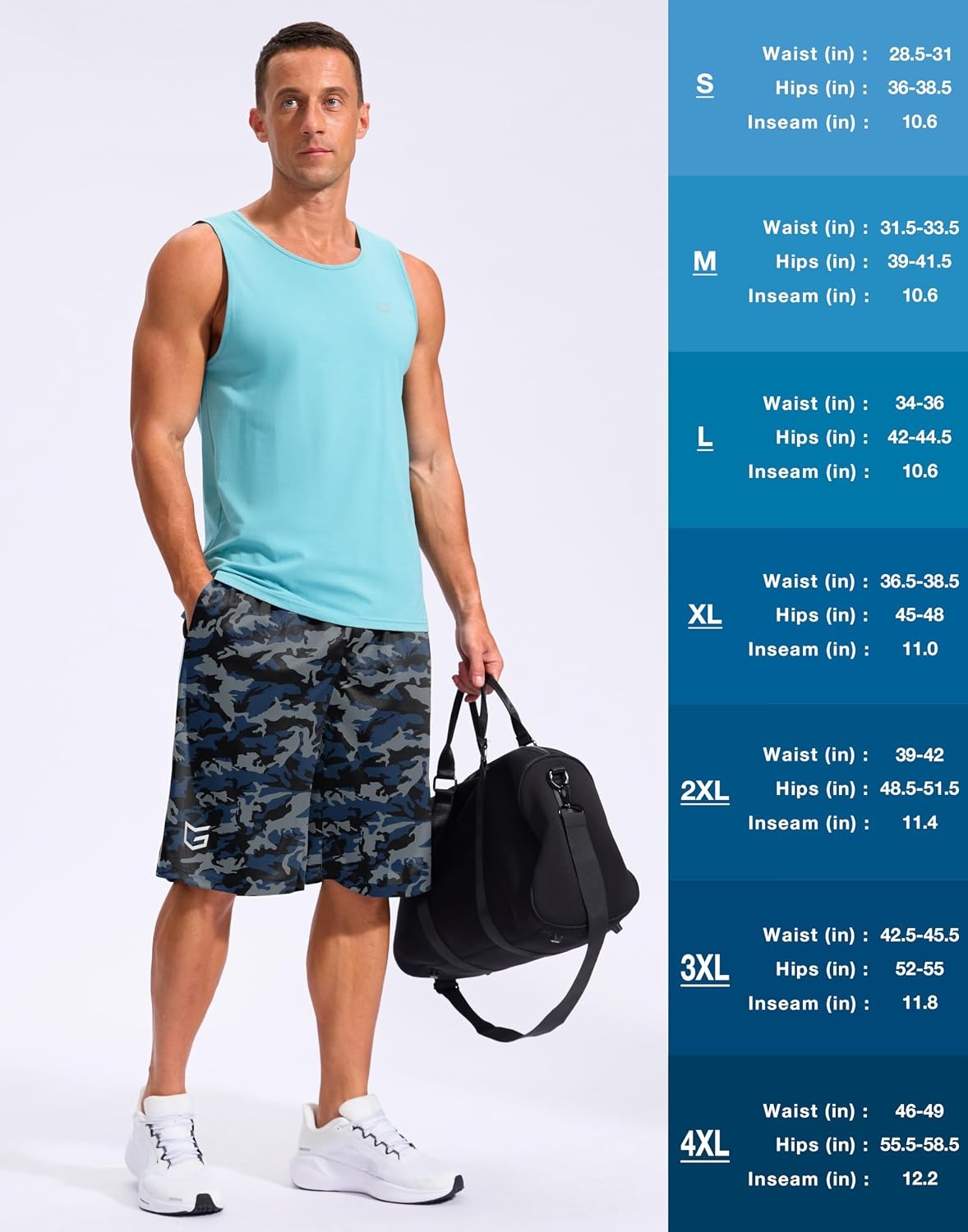image:imageG Gradual Mens 12 Long Basketball Shorts with PocketsBlue Camo
