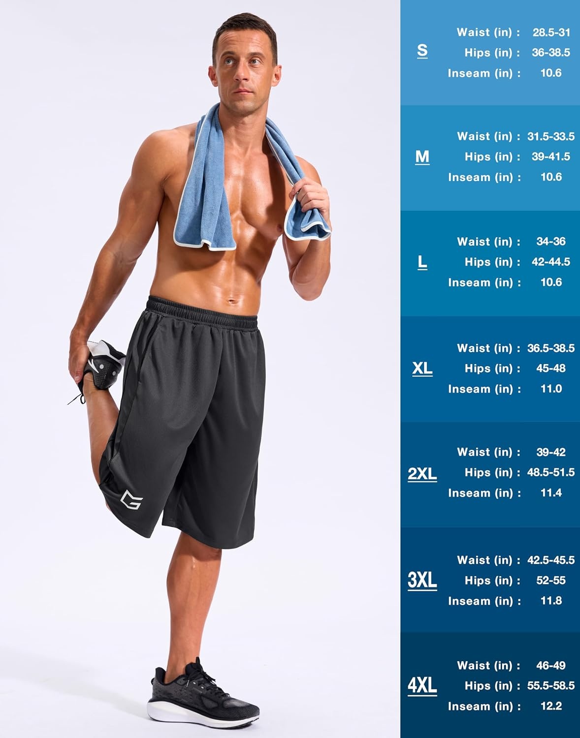 image:imageG Gradual Mens 12 Long Basketball Shorts with PocketsDark Grey