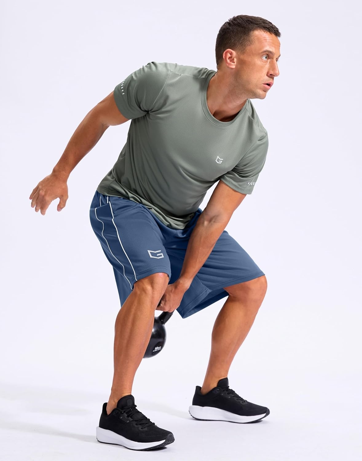 image:imageG Gradual Mens 12 Long Basketball Shorts with PocketsDusty Blue