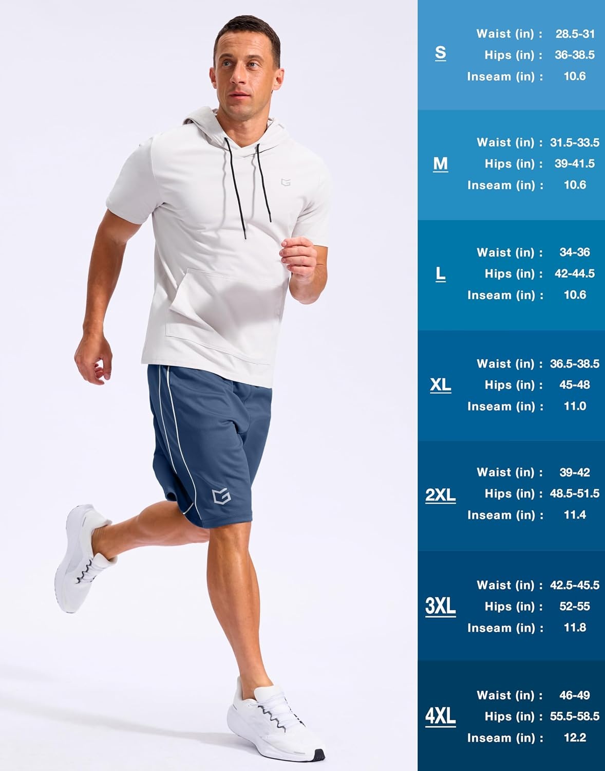 image:imageG Gradual Mens 12 Long Basketball Shorts with PocketsDusty Blue