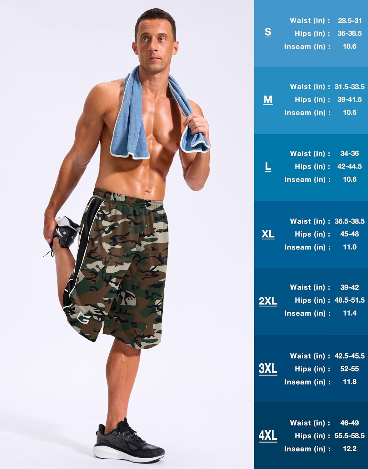 image:imageG Gradual Mens 12 Long Basketball Shorts with PocketsGreen Camo