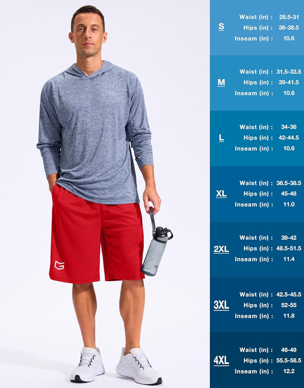 image:imageG Gradual Mens 12 Long Basketball Shorts with PocketsRed