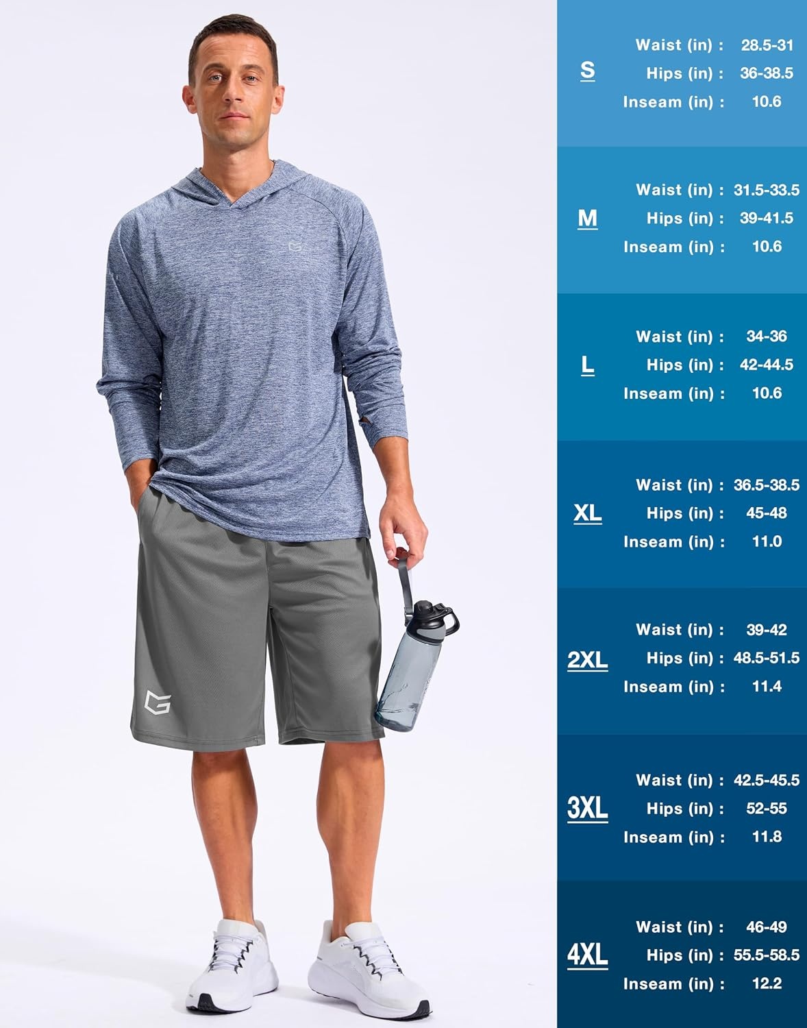 image:imageG Gradual Mens 12 Long Basketball Shorts with PocketsSteel
