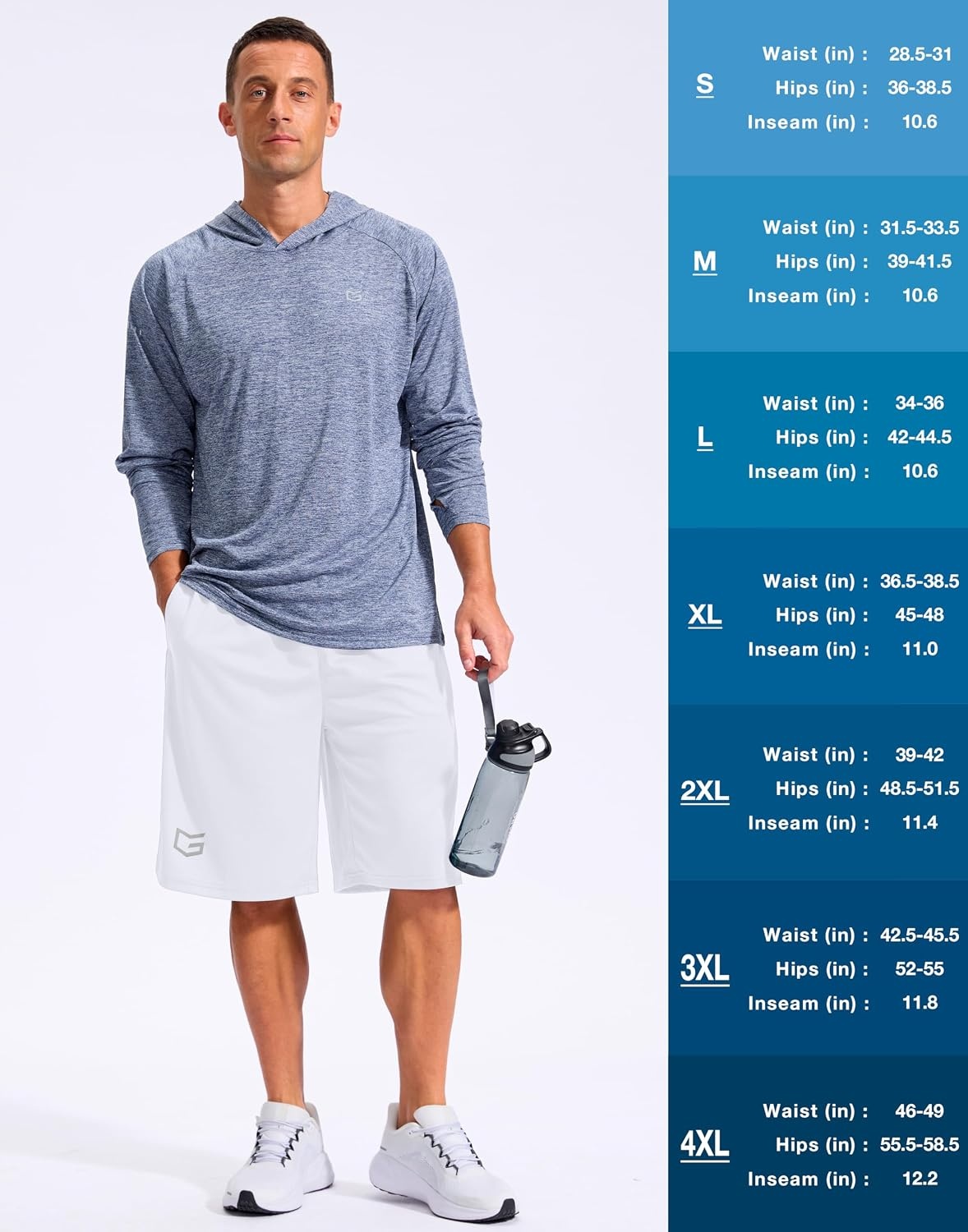 image:imageG Gradual Mens 12 Long Basketball Shorts with PocketsWhite