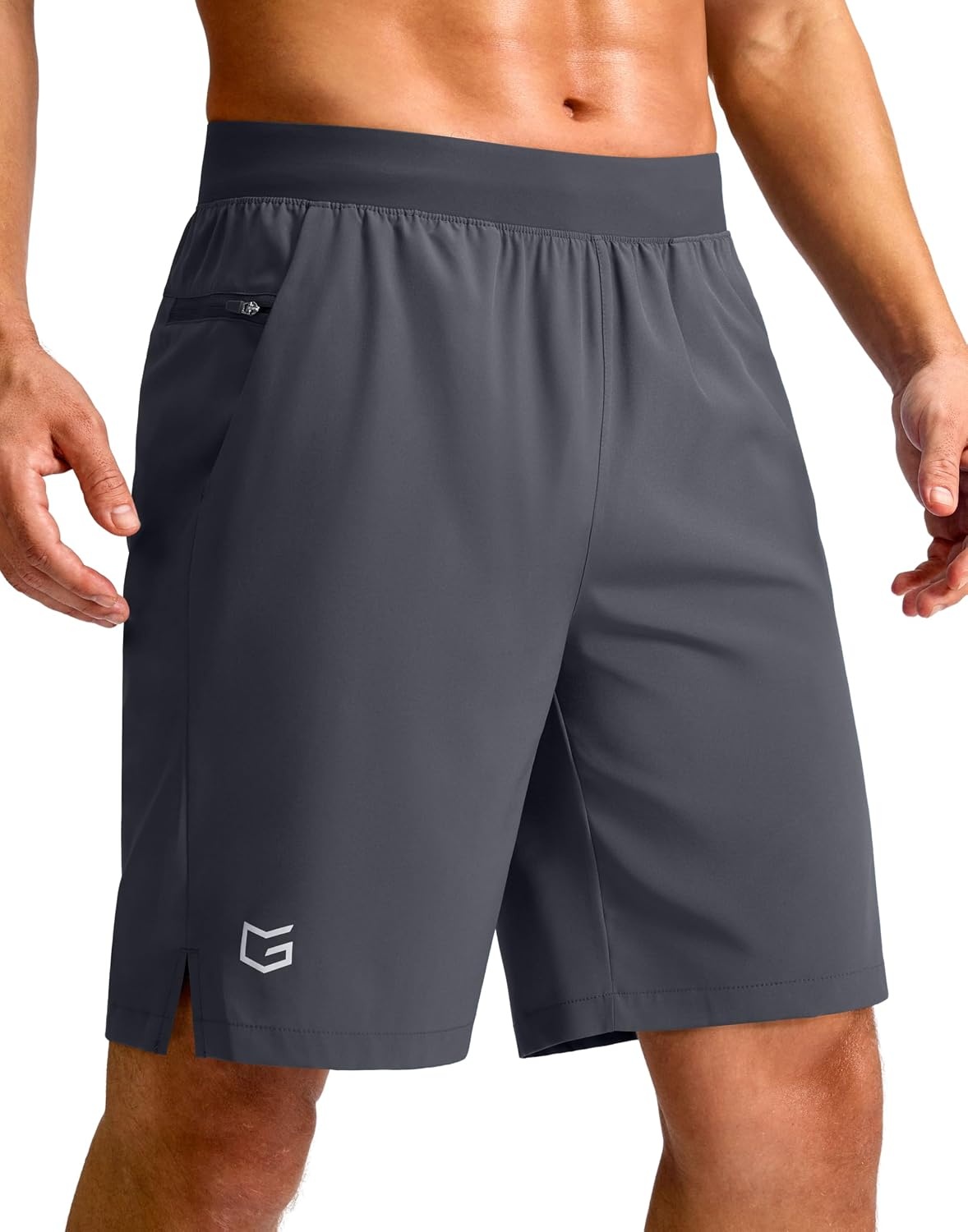 image:imageG Gradual Mens Athletic Running Shorts Zip Pocket Quick DryDark Grey