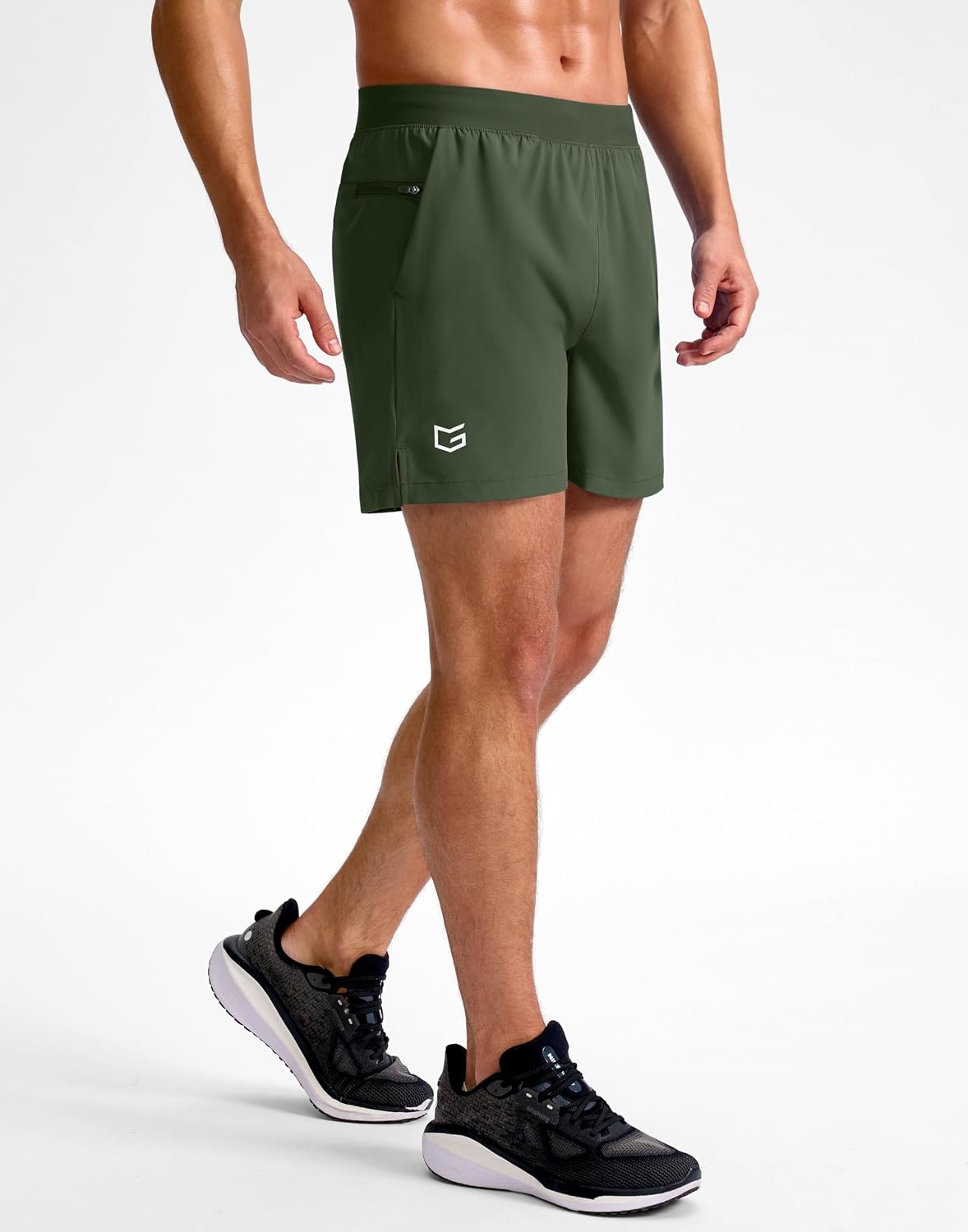 image:imageG Gradual Mens Athletic Running Shorts Zip Pocket Quick DryDark Olive