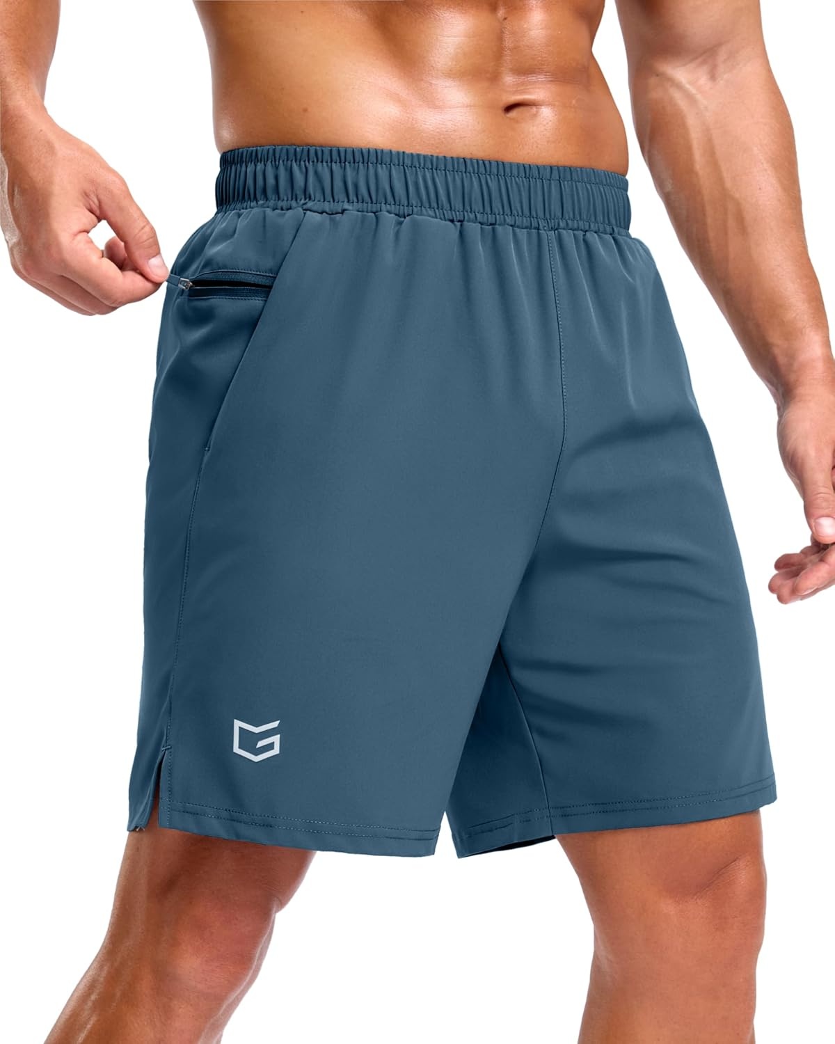 image:imageG Gradual Mens Athletic Running Shorts with 2 Zipper Pockets 7 5 9Blue